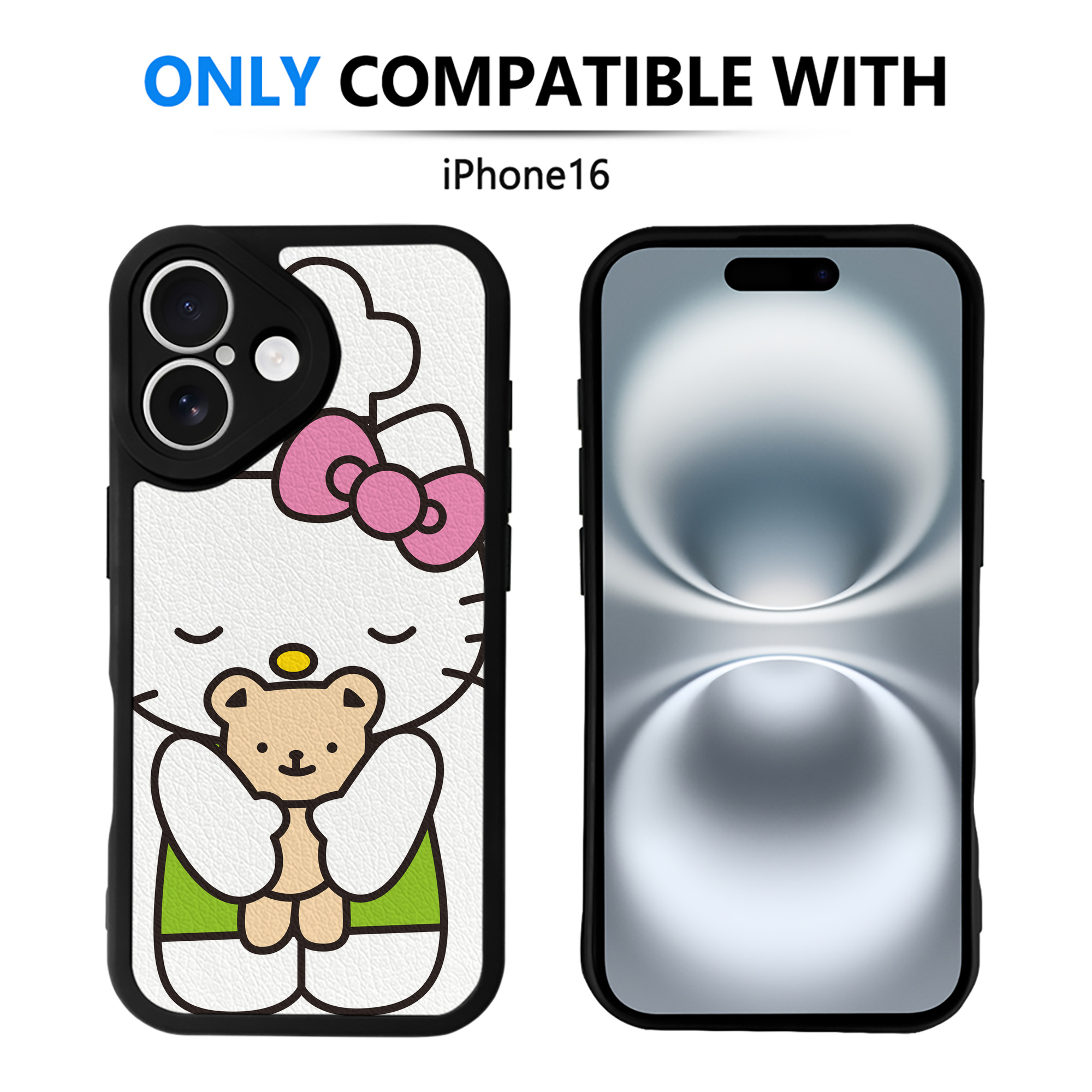 （画像用） Hello Kitty ハローキティ 【iPhone 16シリーズ対応】シリコンスマホケース（レザー調） 材質：シリコン